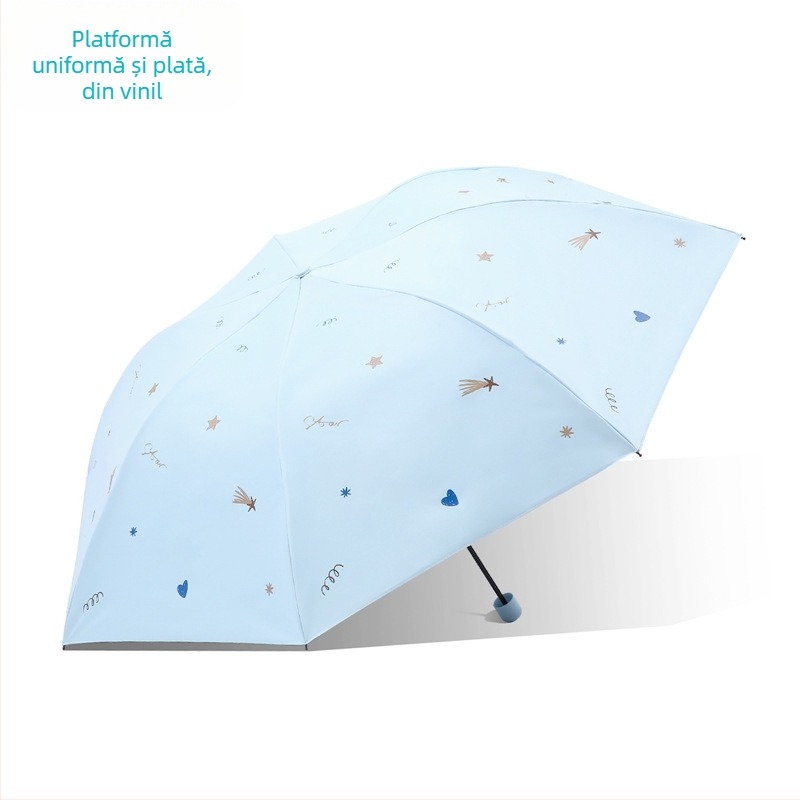 Paradise Umbrella - Protecție UV UPF50+, Dublu strat, Deschidere și închidere manuală, Tri-fold, 7 spițe din oțel, greutate 310 g, unisex pentru soare și ploaie