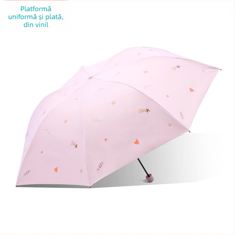 Paradise Umbrella - Protecție UV UPF50+, Dublu strat, Deschidere și închidere manuală, Tri-fold, 7 spițe din oțel, greutate 310 g, unisex pentru soare și ploaie
