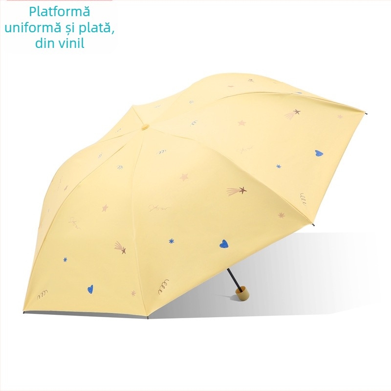 Paradise Umbrella - Protecție UV UPF50+, Dublu strat, Deschidere și închidere manuală, Tri-fold, 7 spițe din oțel, greutate 310 g, unisex pentru soare și ploaie