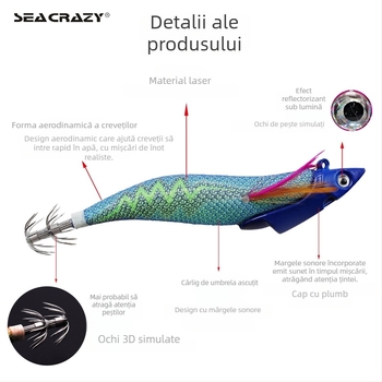 Cârlig din lemn pentru creveți și caracatiță – Nr. 3.5, pescuit marin cu barcă, originea China, categorie: cârlig de pește