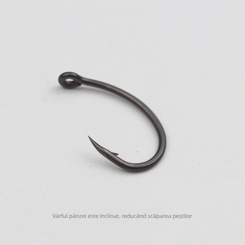 Set de cârlige de pescuit cu cârlig de tip hunchback și cârlig înclinat, țeavă din teflon din oțel, cu inel; pentru som și crap; Material: 54122; Brand: Other