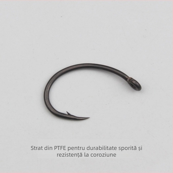 Set de cârlige de pescuit cu cârlig de tip hunchback și cârlig înclinat, țeavă din teflon din oțel, cu inel; pentru som și crap; Material: 54122; Brand: Other