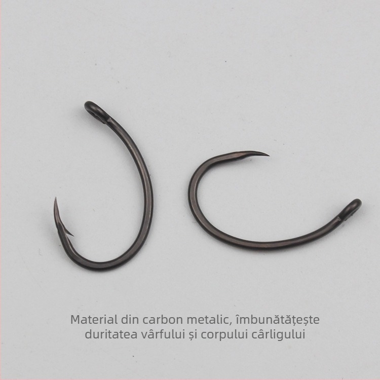 Set de cârlige de pescuit cu cârlig de tip hunchback și cârlig înclinat, țeavă din teflon din oțel, cu inel; pentru som și crap; Material: 54122; Brand: Other