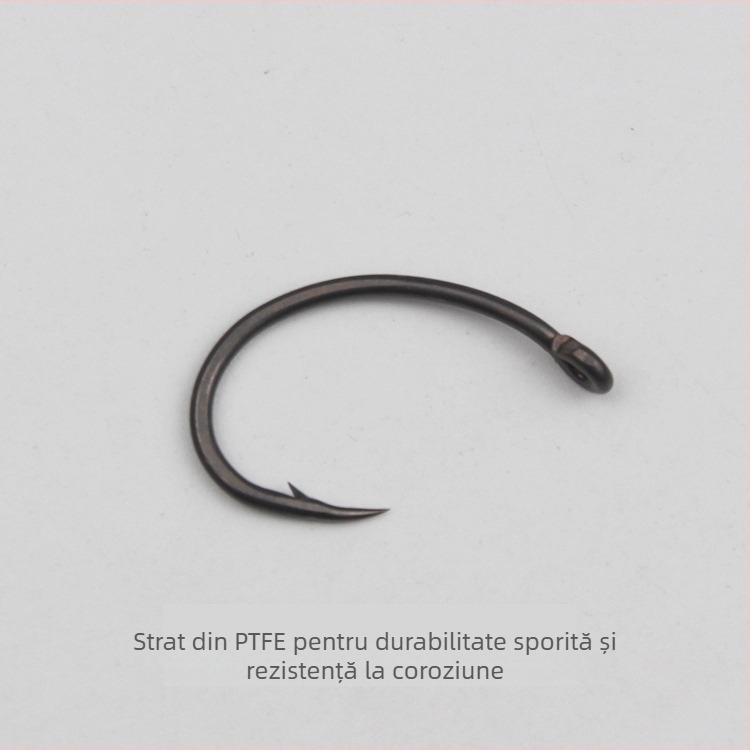 Set de cârlige de pescuit cu cârlig de tip hunchback și cârlig înclinat, țeavă din teflon din oțel, cu inel; pentru som și crap; Material: 54122; Brand: Other