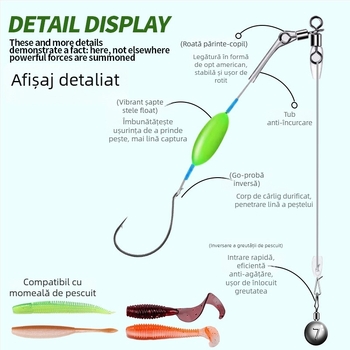 Rig de pescuit din fir de nailon, montură plutitoare, cârlig inversat, linie fără plumb