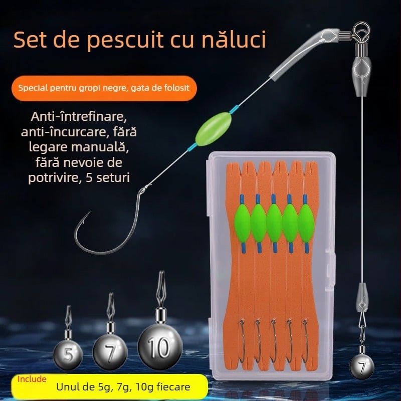 Rig de pescuit din fir de nailon, montură plutitoare, cârlig inversat, linie fără plumb