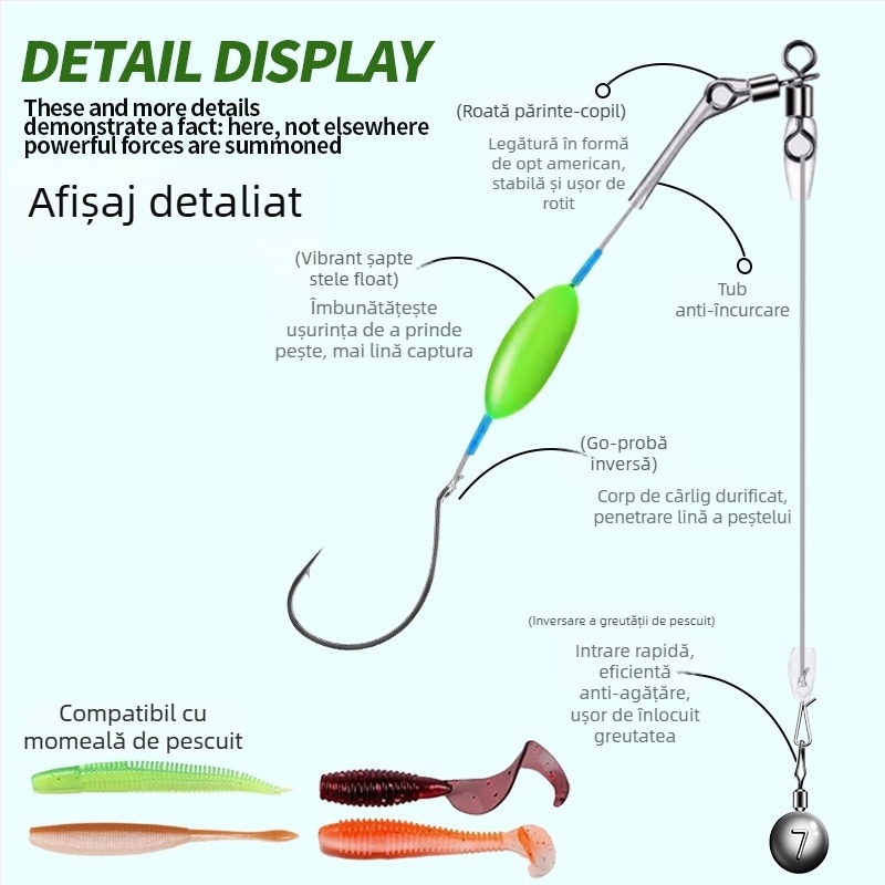 Rig de pescuit din fir de nailon, montură plutitoare, cârlig inversat, linie fără plumb
