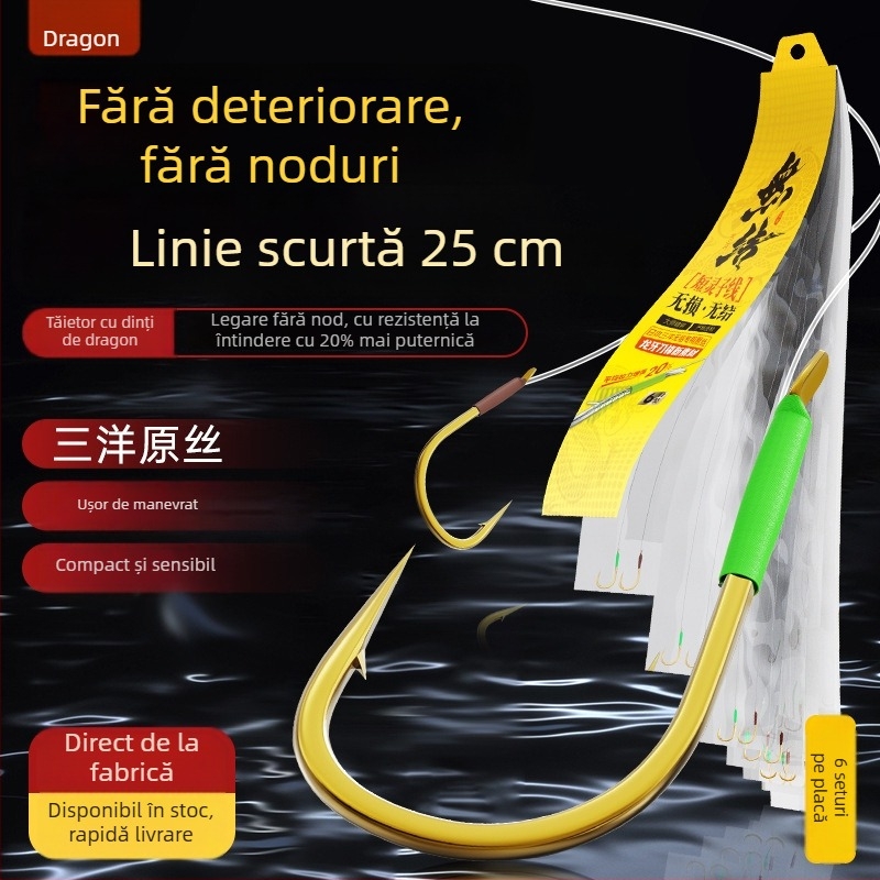 Longshou cârlig de pescuit - fără arici, Sleeve auriu / Gold Evening Sea, Model 65435