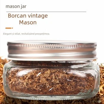 Borcan Mason din sticlă cu capac etanș, recipient impermeabil pentru depozitare decorativă a ierburilor și accesorii de tutun