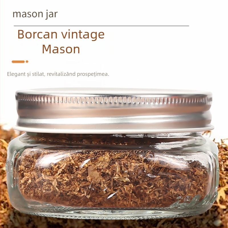 Borcan Mason din sticlă cu capac etanș, recipient impermeabil pentru depozitare decorativă a ierburilor și accesorii de tutun
