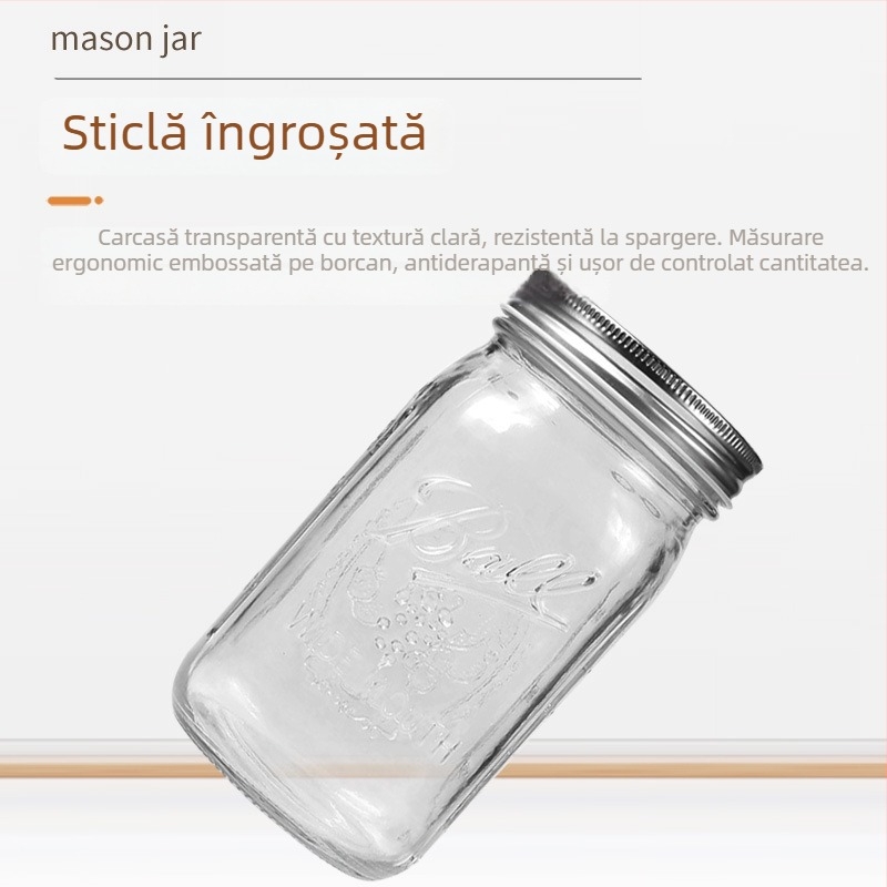 Borcan Mason din sticlă cu capac etanș, recipient impermeabil pentru depozitare decorativă a ierburilor și accesorii de tutun