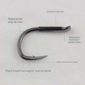 Cârlig din aliaj de titan cu ace – Cârlig robust pentru Grass Carp și Sturgeon; Ambalaj 2000 de bucăți; Potrivit pentru rezervoare, iazuri, râuri și lacuri
