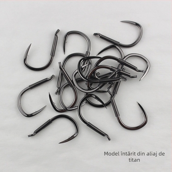 Cârlig din aliaj de titan cu ace – Cârlig robust pentru Grass Carp și Sturgeon; Ambalaj 2000 de bucăți; Potrivit pentru rezervoare, iazuri, râuri și lacuri
