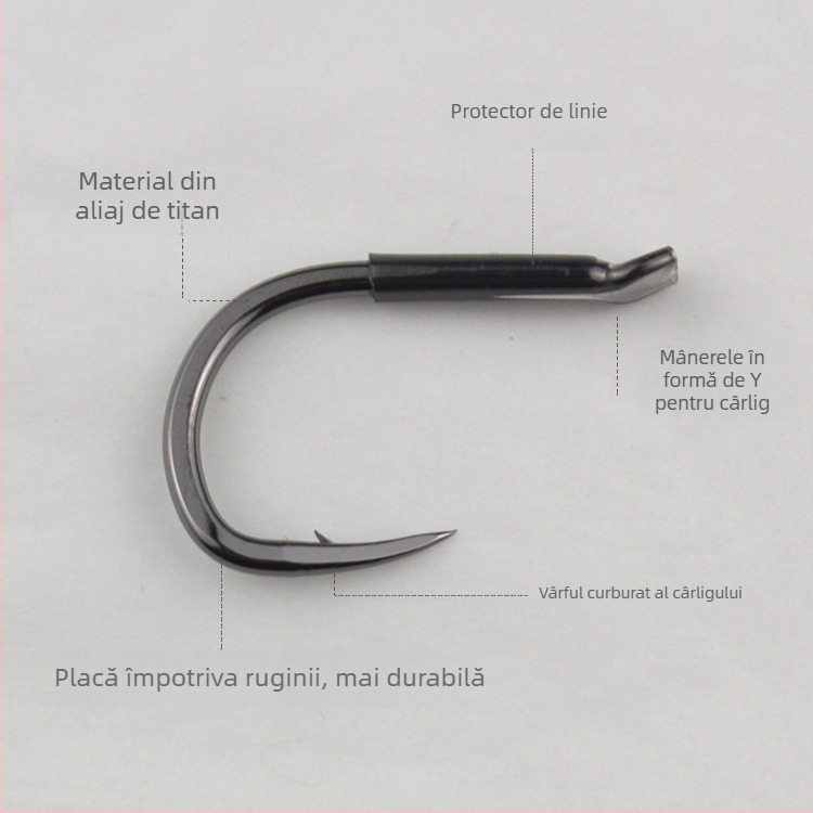 Cârlig din aliaj de titan cu ace – Cârlig robust pentru Grass Carp și Sturgeon; Ambalaj 2000 de bucăți; Potrivit pentru rezervoare, iazuri, râuri și lacuri