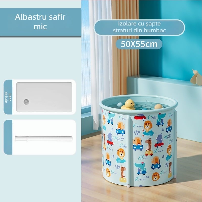 Mobiko Găleată de baie pliabilă, fără montaj, din plastic, universal pentru adulți și copii, îngroșată