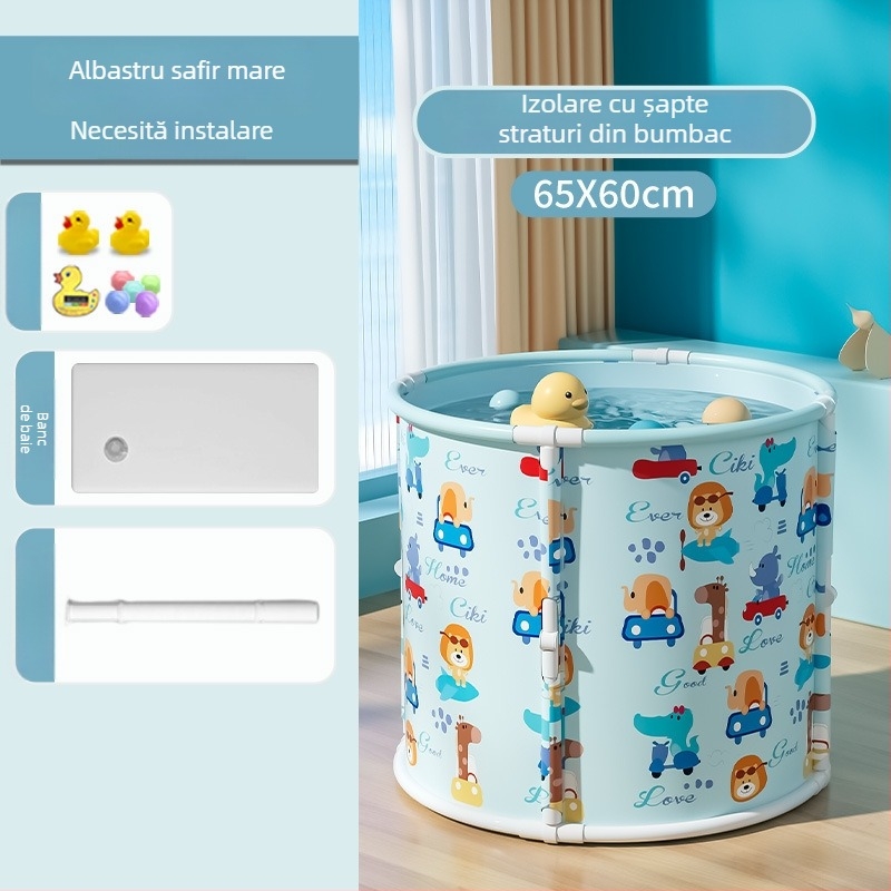 Mobiko Găleată de baie pliabilă, fără montaj, din plastic, universal pentru adulți și copii, îngroșată