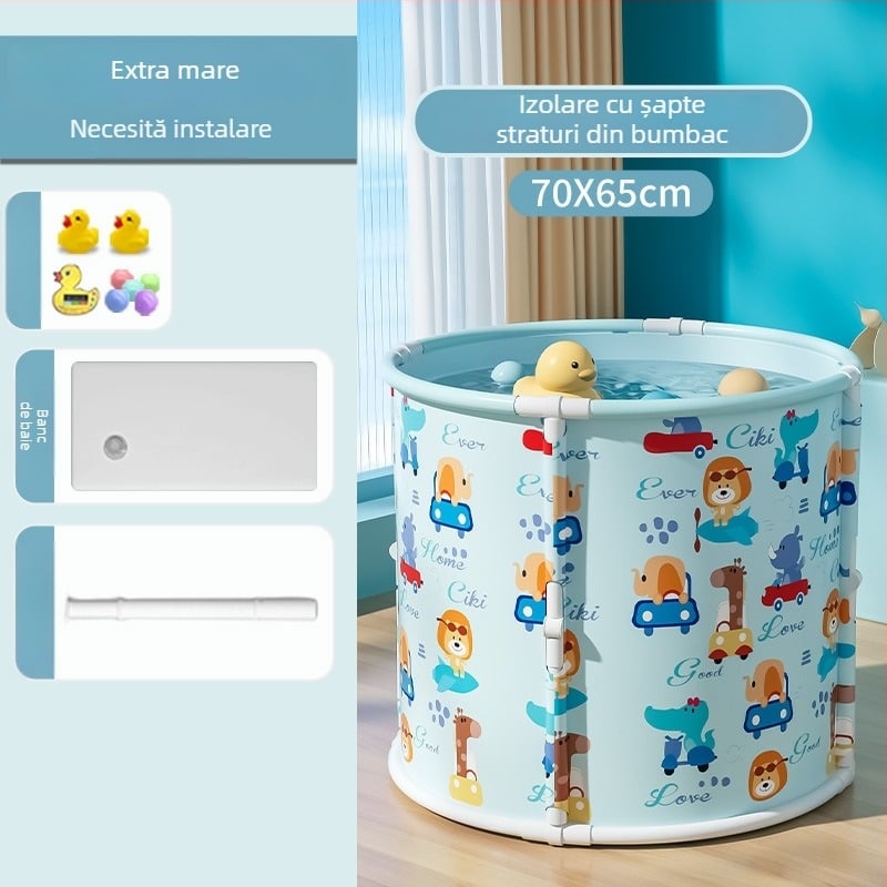 Mobiko Găleată de baie pliabilă, fără montaj, din plastic, universal pentru adulți și copii, îngroșată