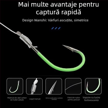 Cârlig de pescuit cu barb, model Marushiyako night light hook, 500 bucăți într-o cutie, pentru pescuit marin și pe mare