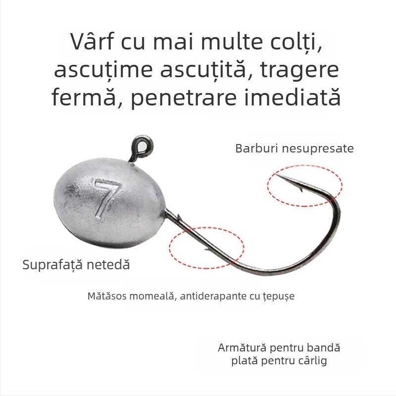 Zhu xingyu Cârlig cu cap de plumb pentru pescuit de rădăcină, cu barb, pentru pescuit în râu, cutie 100