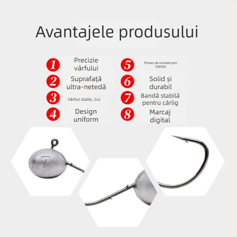 Zhu xingyu Cârlig cu cap de plumb pentru pescuit de rădăcină, cu barb, pentru pescuit în râu, cutie 100