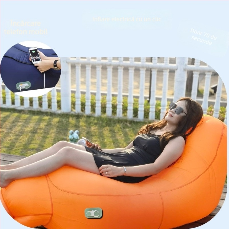 Saltea gonflabilă portabilă pentru camping, pentru o singură persoană, 210T rezistent la rupere și stropire, greutate 0.7 kg, sarcină maximă 200 kg