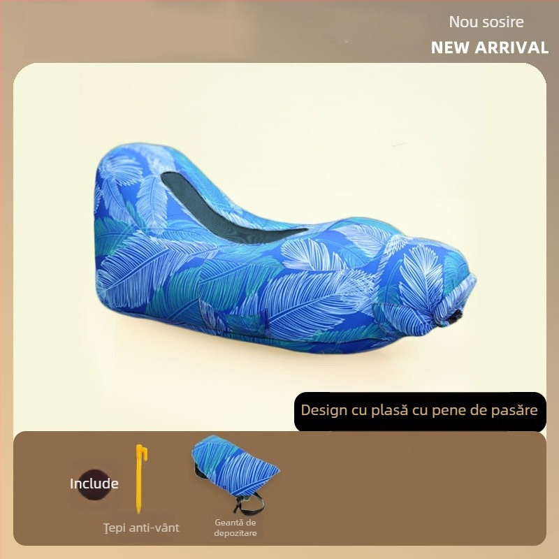 Saltea gonflabilă portabilă pentru camping, pentru o singură persoană, 210T rezistent la rupere și stropire, greutate 0.7 kg, sarcină maximă 200 kg