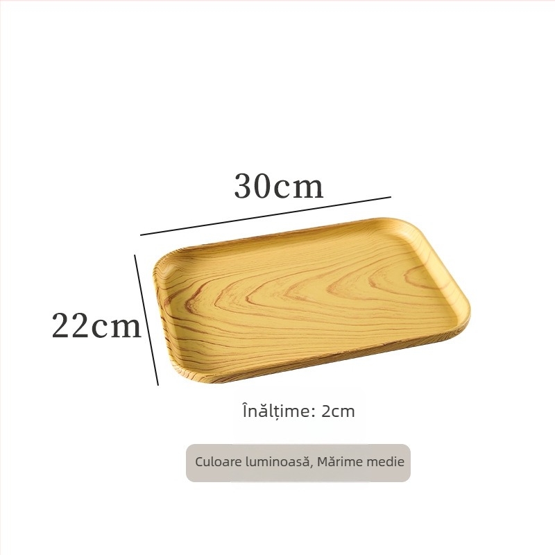 Tava de ceai cu aspect lemnos, dreptunghiulară, pentru sufragerie și servire cafea în hotel (Material: rășină; Brand: Senhaoxiang; Stil: lux ușor și retro; Metodă de producție: semi-manual și semi-mechanic; Greutate: 300 g)