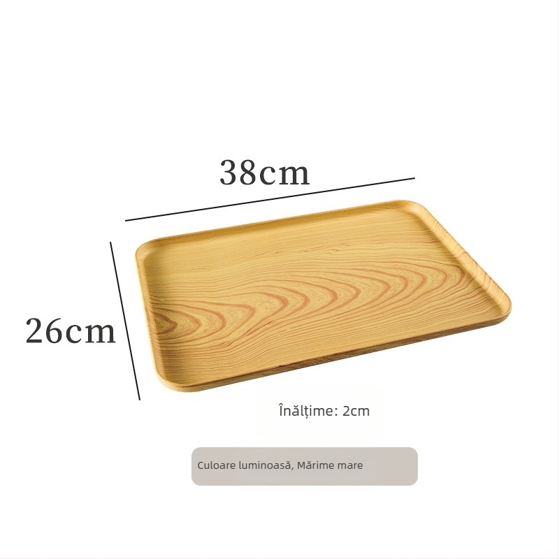 Tava de ceai cu aspect lemnos, dreptunghiulară, pentru sufragerie și servire cafea în hotel (Material: rășină; Brand: Senhaoxiang; Stil: lux ușor și retro; Metodă de producție: semi-manual și semi-mechanic; Greutate: 300 g)