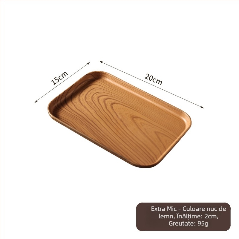 Tava de ceai cu aspect lemnos, dreptunghiulară, pentru sufragerie și servire cafea în hotel (Material: rășină; Brand: Senhaoxiang; Stil: lux ușor și retro; Metodă de producție: semi-manual și semi-mechanic; Greutate: 300 g)