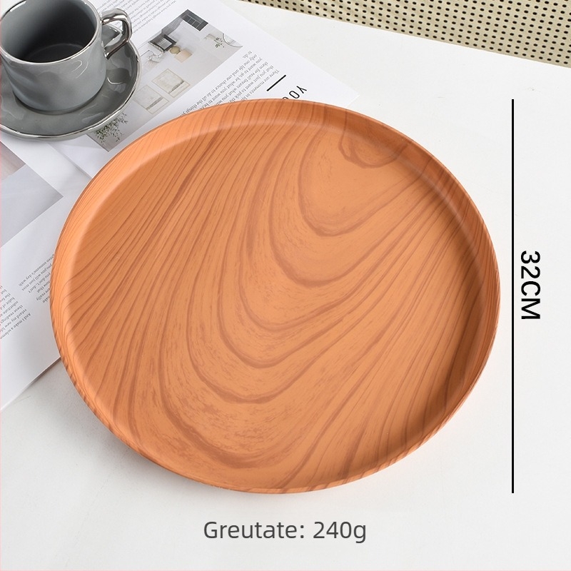 Tava de ceai cu aspect lemnos, dreptunghiulară, pentru sufragerie și servire cafea în hotel (Material: rășină; Brand: Senhaoxiang; Stil: lux ușor și retro; Metodă de producție: semi-manual și semi-mechanic; Greutate: 300 g)