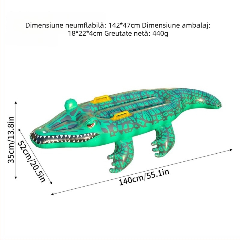 Bawei placă de surf gonflabilă din PVC în formă de crocodil, imprimare serigrafică, pentru utilizare universală