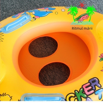 Inel de înot pentru copii cu șezut și mâner, model cartoon, PVC ecologic, grosime 0,18 mm, pentru înot și plimbare prin apă