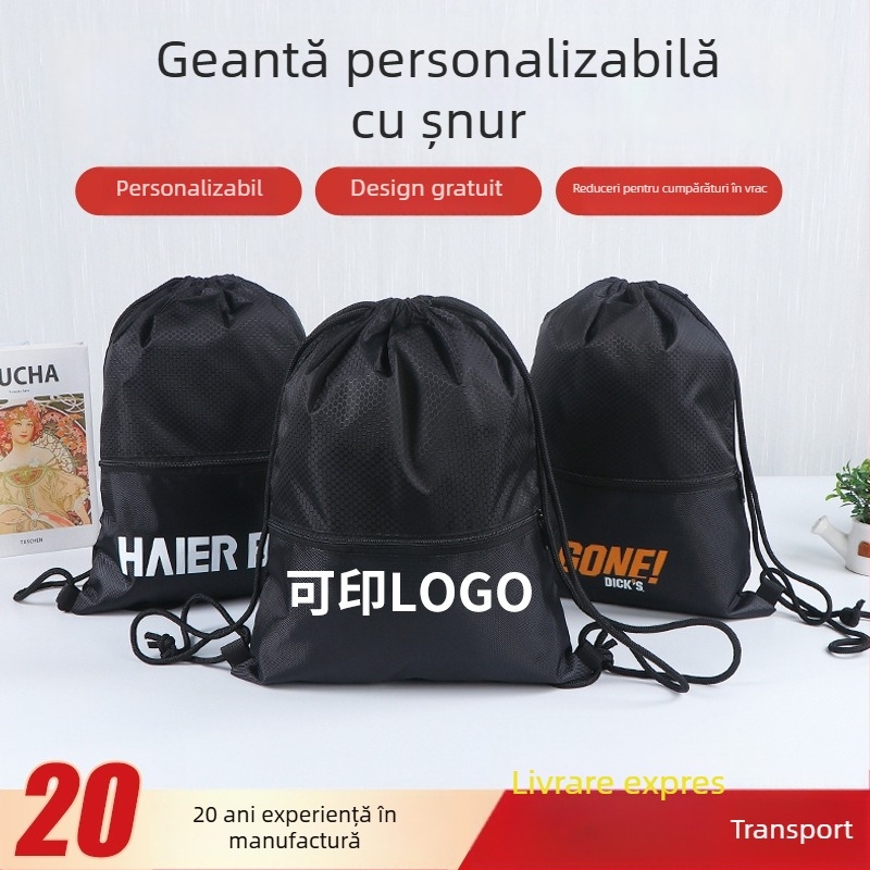 Geantă cu șnur din Oxford, imprimare cu fotbal, pentru alergări în aer liber, în stocuri gata, personalizare disponibilă