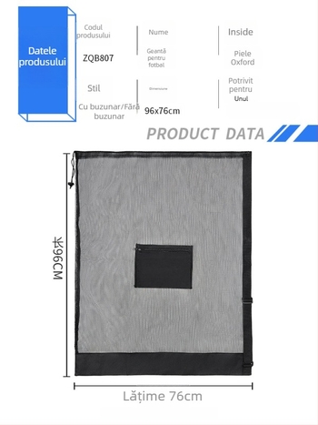 Wika Geantă de depozitare a mingilor din plasă de antrenament, capacitate mare – Poliester, Personalizare disponibilă, pentru fotbal, baschet, volei și tenis