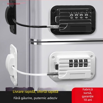 Încuietare cu parolă fără găuri pentru frigidere și dulapuri; construcție îngroșată; anti-furt; Model Password Refrigerator Lock-001; Material: oțel inoxidabil + ABS
