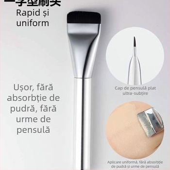 Pensulă pentru fond de ten, păr sintetic, mâner din aluminiu, tijă scurtă; ambalaj: pungă unică