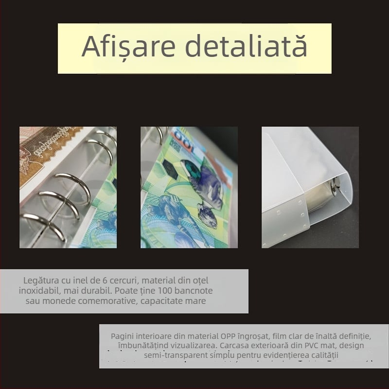 Album de stocare pentru 100 bancnote RMB, portabil, protecție anti-oxidare