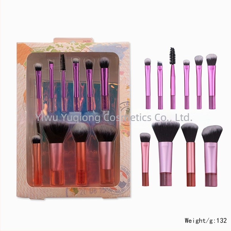 Set mini de 10 pensule de machiaj, cu peri din fibre sintetice și mânere din acrilic