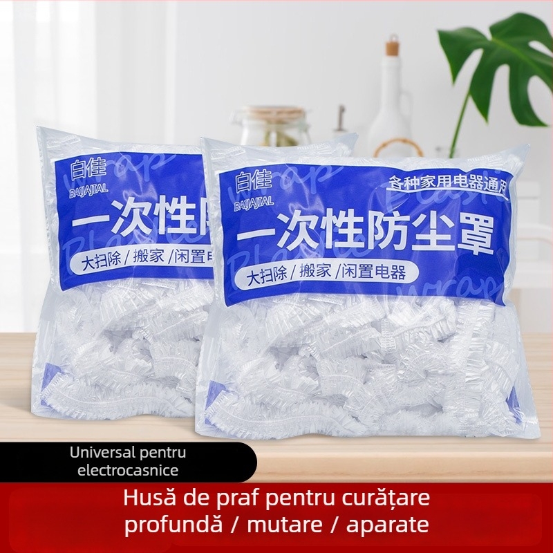 Cap de praf de unică folosință, rotund, din plastic pentru bucătărie – husă protectoare anti-praf pentru friteuză, multifuncțională