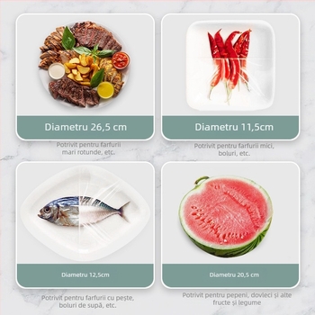 Acoperire de folie alimentară de unică folosință pentru frigider – plastic, rezistentă la -60°C până la 140°C, 1 bucată, uz casnic