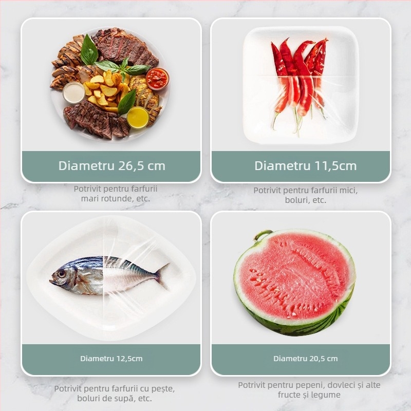 Acoperire de folie alimentară de unică folosință pentru frigider – plastic, rezistentă la -60°C până la 140°C, 1 bucată, uz casnic