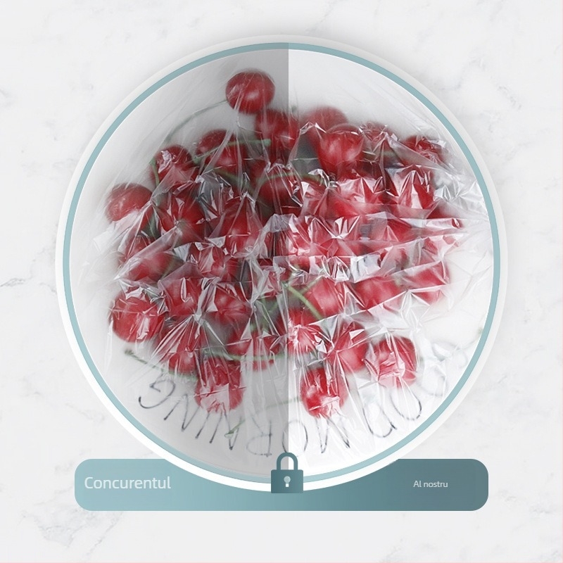 Acoperire de folie alimentară de unică folosință pentru frigider – plastic, rezistentă la -60°C până la 140°C, 1 bucată, uz casnic