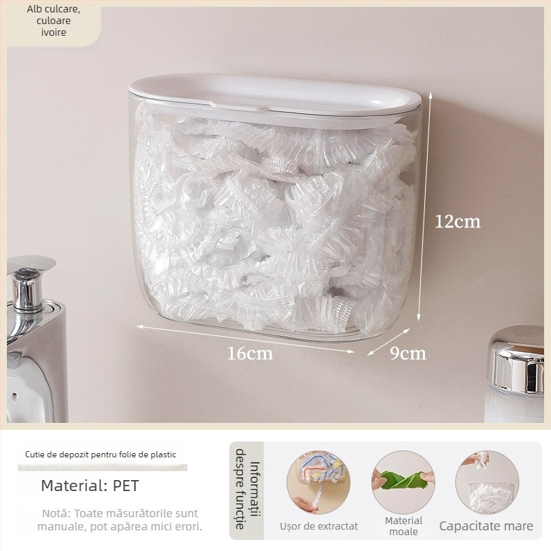 Capac montat pe perete pentru folie PET, cutie de depozitare anti-praf, 1 bucată, pachet de 50