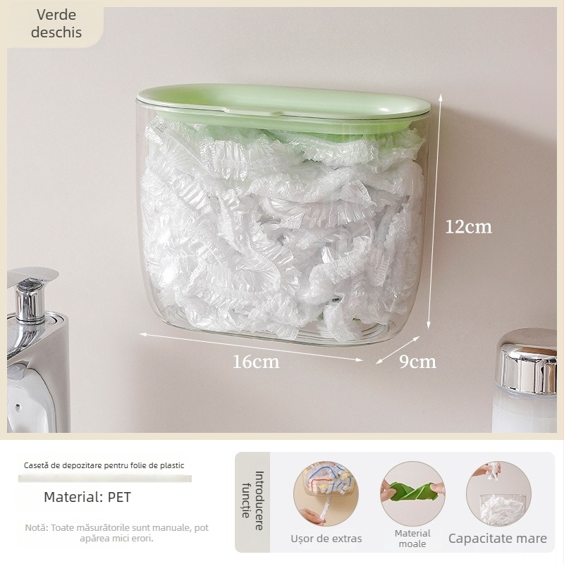 Capac montat pe perete pentru folie PET, cutie de depozitare anti-praf, 1 bucată, pachet de 50