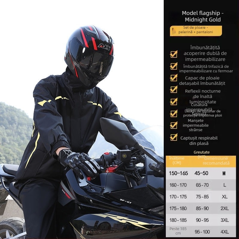 Set bărbați: haină de ploaie și pantaloni de ploaie – stil split, țesătură Chun Yafang 0,2 mm, strat etanș PVC, Poncho, pentru 1 adult, ciclism și drumeții în aer liber