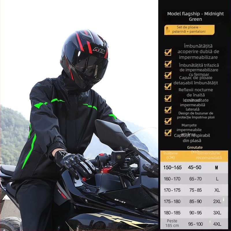 Set bărbați: haină de ploaie și pantaloni de ploaie – stil split, țesătură Chun Yafang 0,2 mm, strat etanș PVC, Poncho, pentru 1 adult, ciclism și drumeții în aer liber