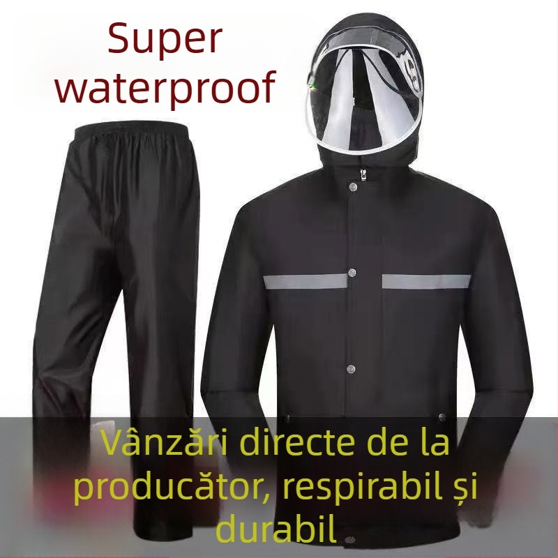 Set bărbați: haină de ploaie și pantaloni de ploaie – stil split, țesătură Chun Yafang 0,2 mm, strat etanș PVC, Poncho, pentru 1 adult, ciclism și drumeții în aer liber