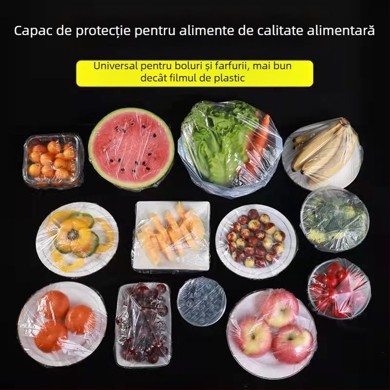 Capac de protecție pentru prospețime, de unică folosință, din plastic gros pentru alimente, set 2 buc., protecție împotriva prafului, cutie 100 buc., volum ambalaj 222