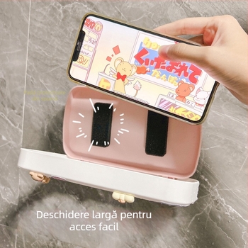 Suport pentru telefon în baie, montat pe perete, cu cutie impermeabilă și raft de depozitare — Lime Ben, Material: Alt, Stil: Simplitate modernă