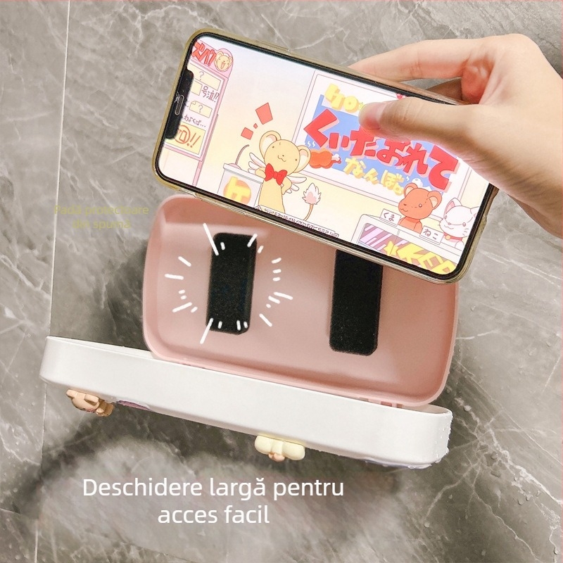 Suport pentru telefon în baie, montat pe perete, cu cutie impermeabilă și raft de depozitare — Lime Ben, Material: Alt, Stil: Simplitate modernă